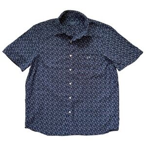 Vineyard Vines Mens Large Navy Blue Firework Print Short Sleeve Button Down